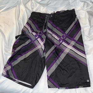 Purple Graphic Swim Shorts